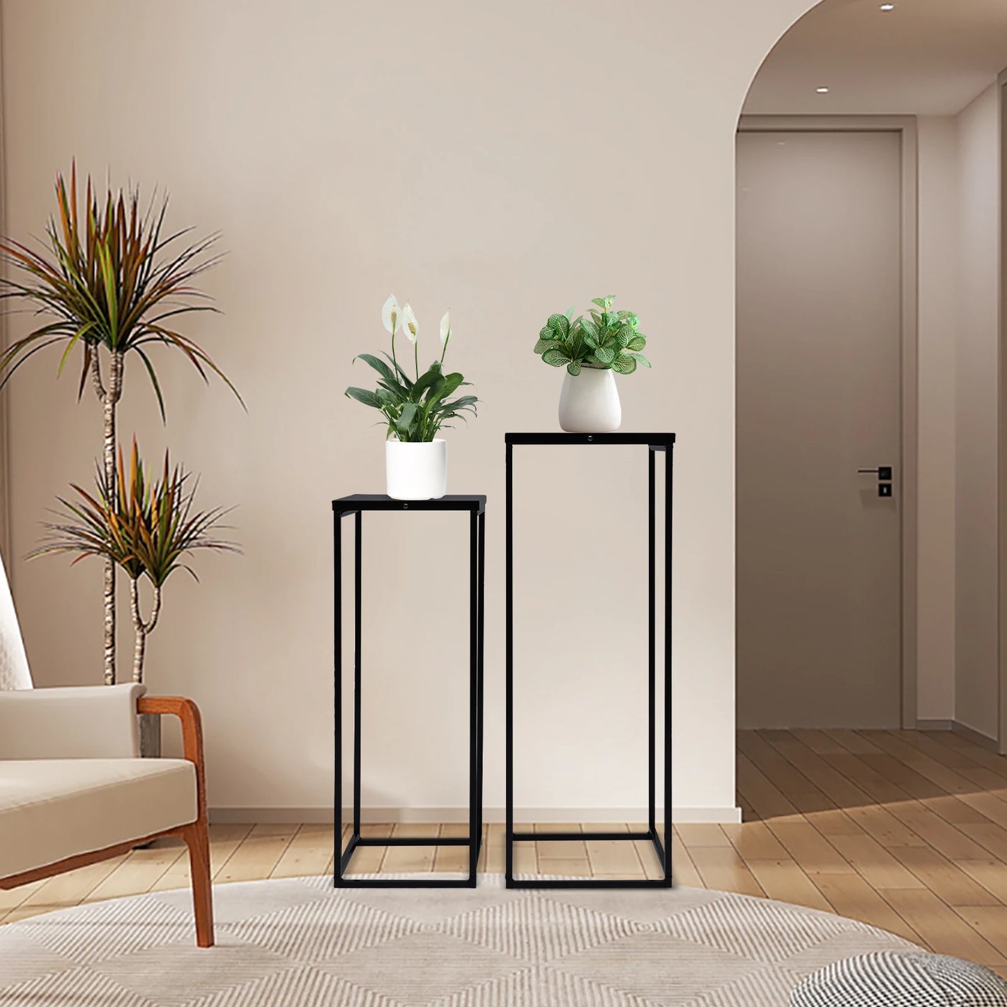 Bymaocar Pflanzenständer-Set 70/60 cm Metall Tragfähigkeit 4-5 kg