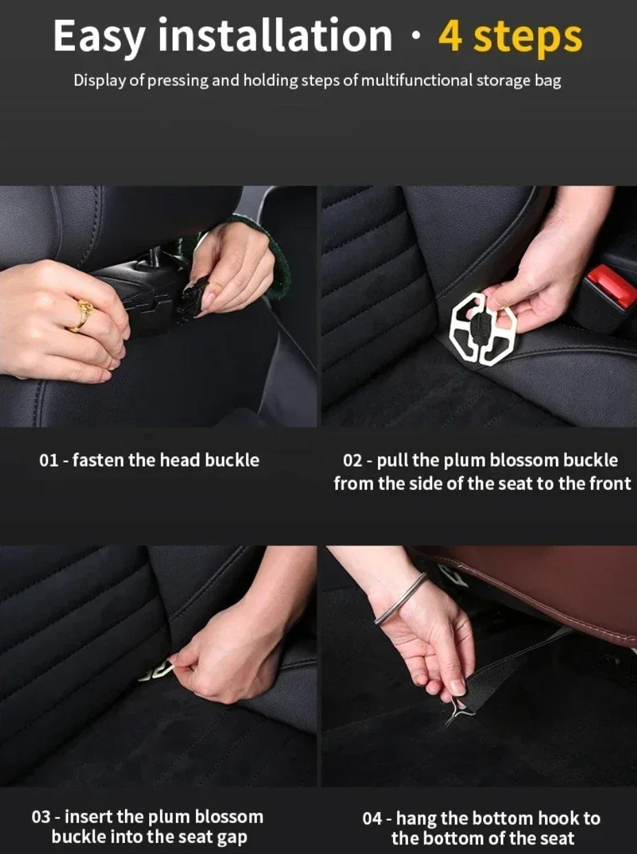 Seat Back Organizer Big Hanging Car Seat Storage Bag Garbage with Foldable Dining Tray Bin Capacity Multifunctional Trunk Back