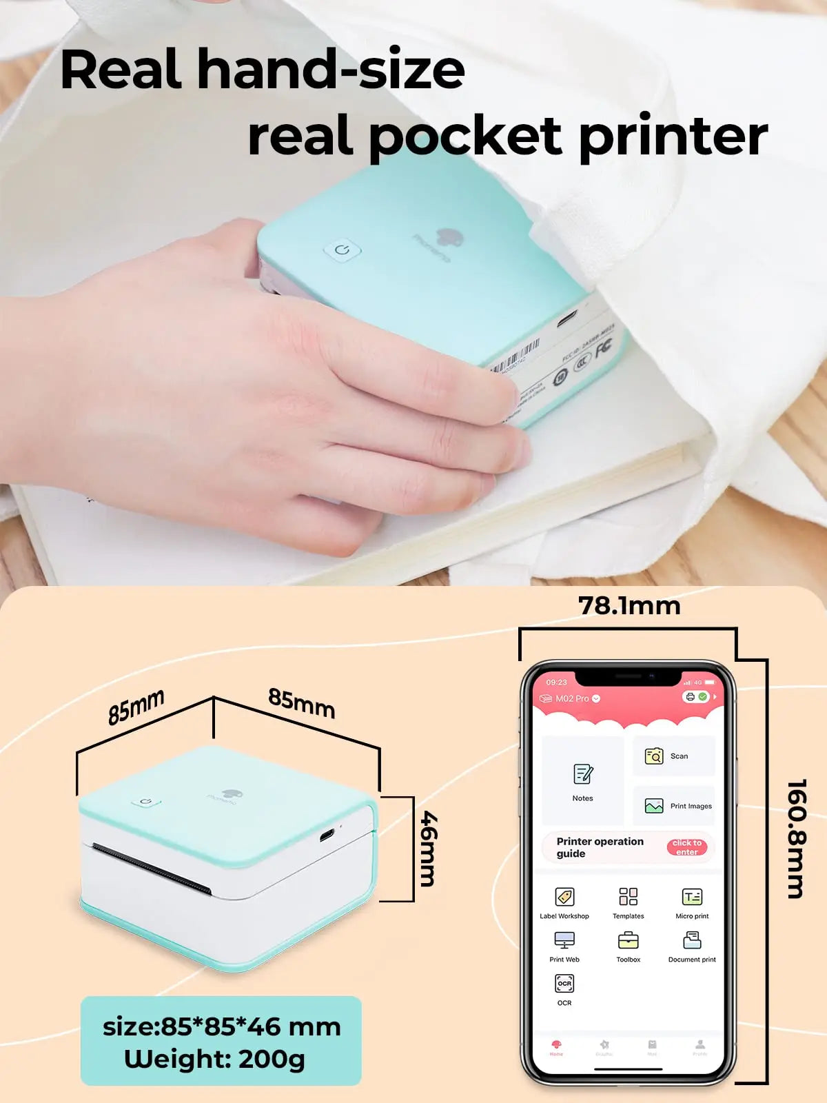 Premium Mini Bluetooth Drucker - 58mm Thermo Akku2000