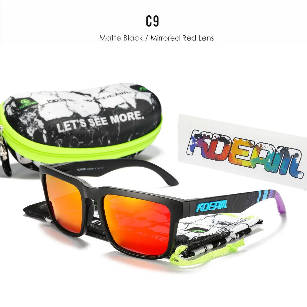 KDEAM Herren Polarisierte Sonnenbrille Quadratisch Casual Outdoor Sonnen Brille Frauen Unisex Sonnenbrille für Paare mit Neuer Verpackung