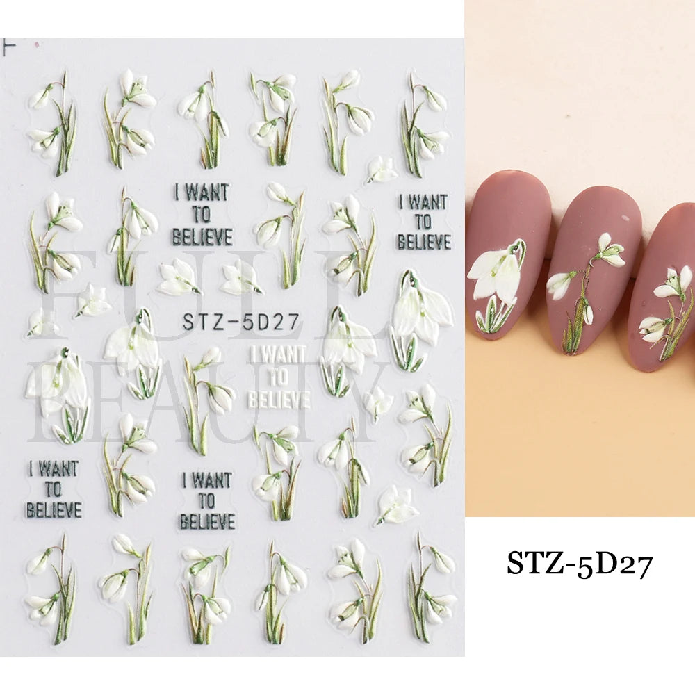 GL5D-K256 5D Sonnenblumen Nagelsticker - Herbstdesign Prägung