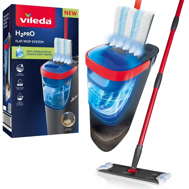 Vileda H2prO Flachmopp - Zwei Kammern Eimer Kapazität 501 ml Rechteck