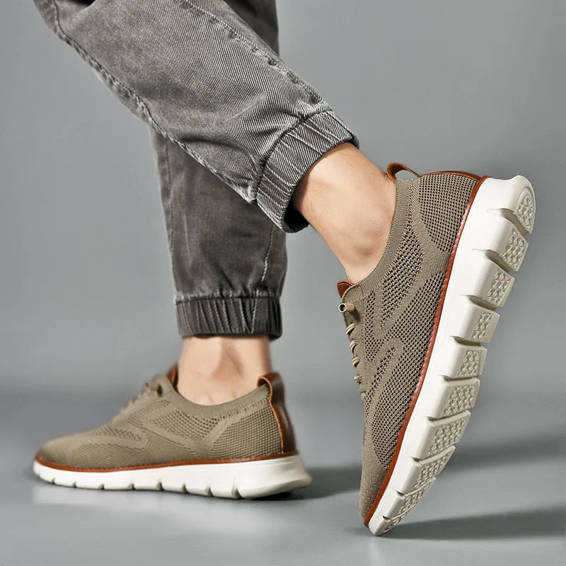New Men's Sneakers Light Breathable Casual Flat Shoes Outdoor Fashion Comfortable Dress Shoes Anti-Slip Sports Walking Shoes
