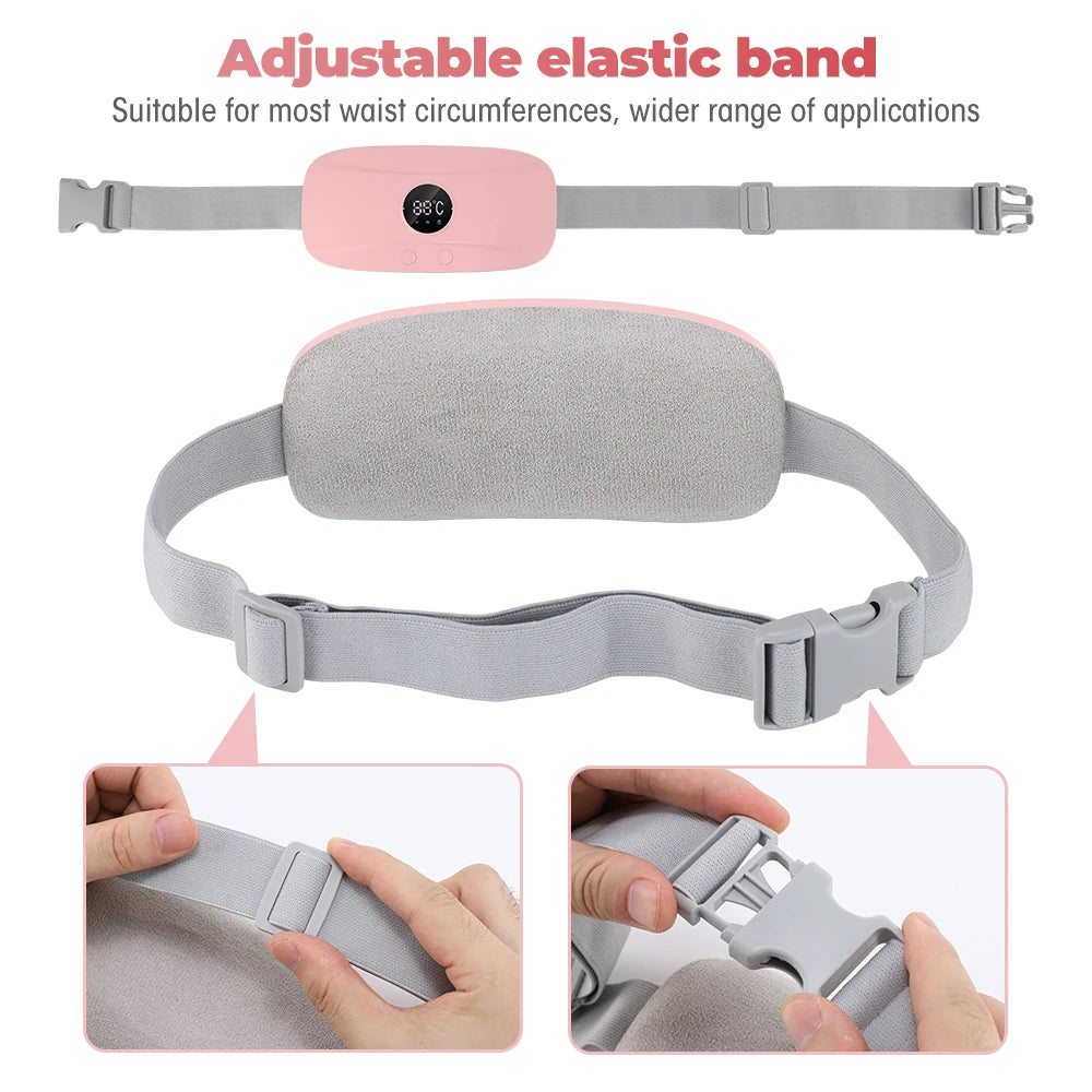 Menstrual Heating Belt 3 Gears Vibrating Electric Belly Massager Period Pain Relief Waist Stomach Abdominal Warming Belt Pad