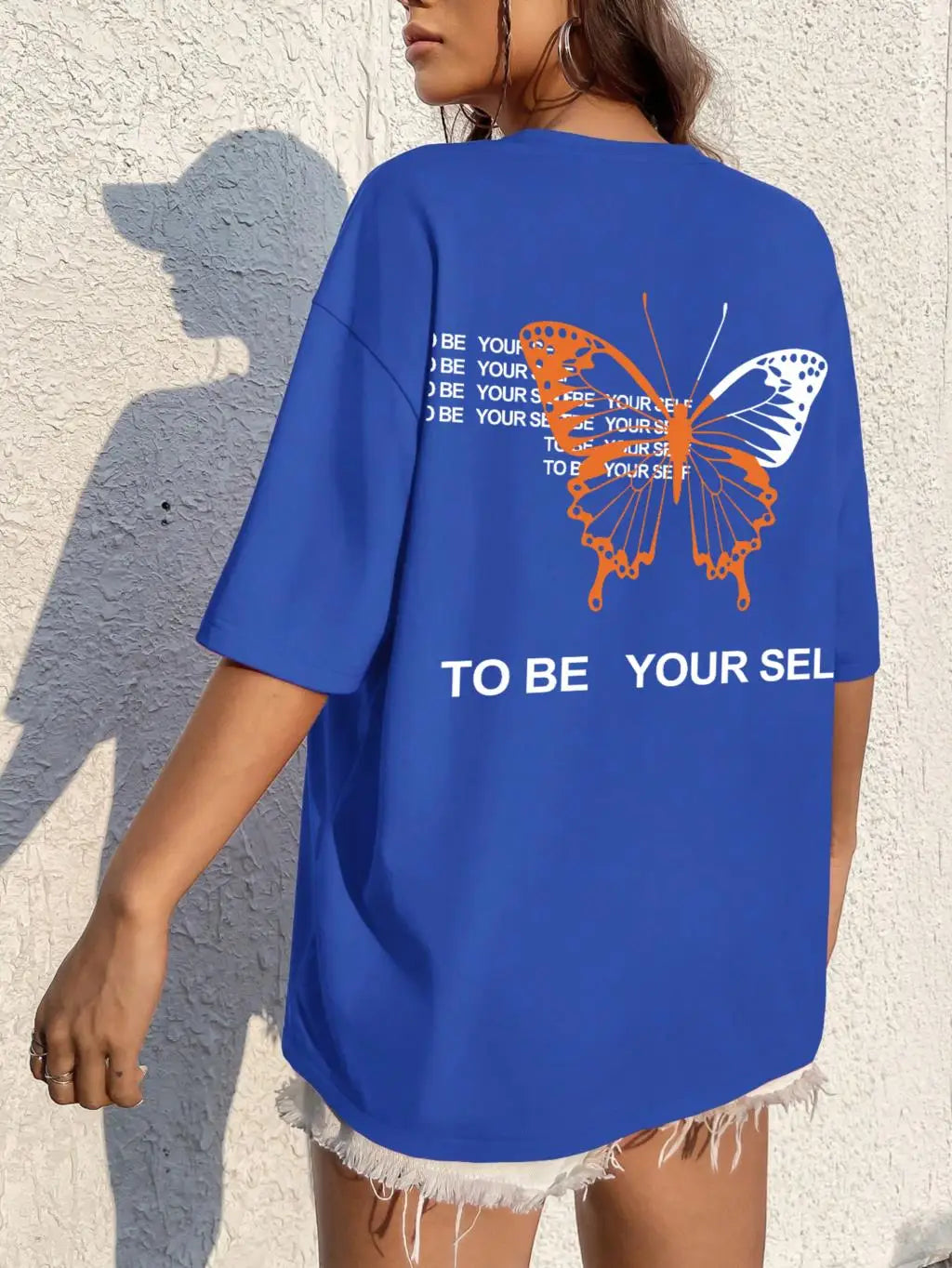 To Be Yourself Letter T-Shirts Women Street Funny Tshirt O-Neck Breathable Cotton Clothing Summer Fashion Casual T Shirt Female