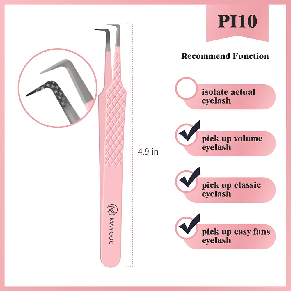 Eyelash Extensions Tweezers  With Fiber Tips Lash Artists High Precision Superhard Anti-Static Tweezer Makeup Tools Custom Logo