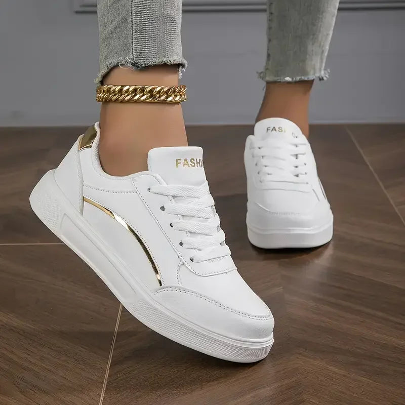 Women's White Shoes Spring Autumn Outdoor Flat Casual Sports Shoes Men New EVA Sole Lace Up Round Toe Fashionable Office Shoes