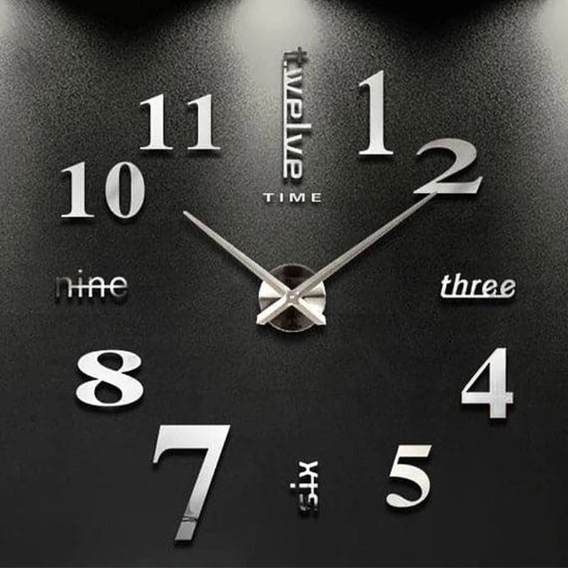 Combination 3D Spiegeluhr - Groß Selbstklebend Rahmenlos