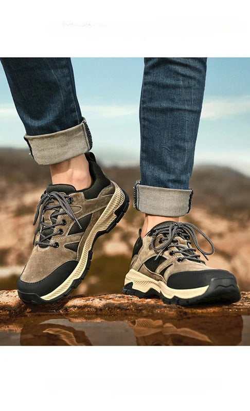 Men Sneakers Casual Breathable Hiking Walking Shoes Man Outdoor Fashion Leather Anti-slip Climbing Trekking Sneakers Footwears