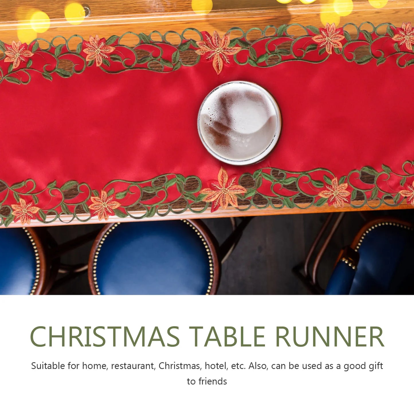 Embroidered Christmas Printed Christmas Decoration Tablecloths Party Picnic Retro Style Table Decoration Supplie Runners Linens