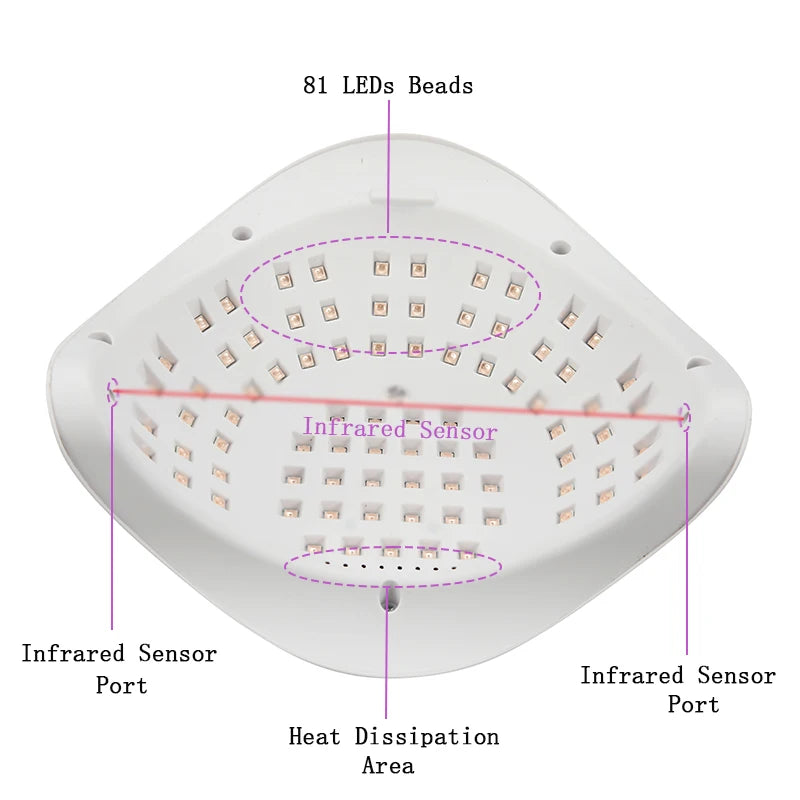Big Power UV LED Lamp For Nails With 4 Timer Memory Function 81LEDs Lamp For Fast Gel Polish Drying Lamp Nail Equipment