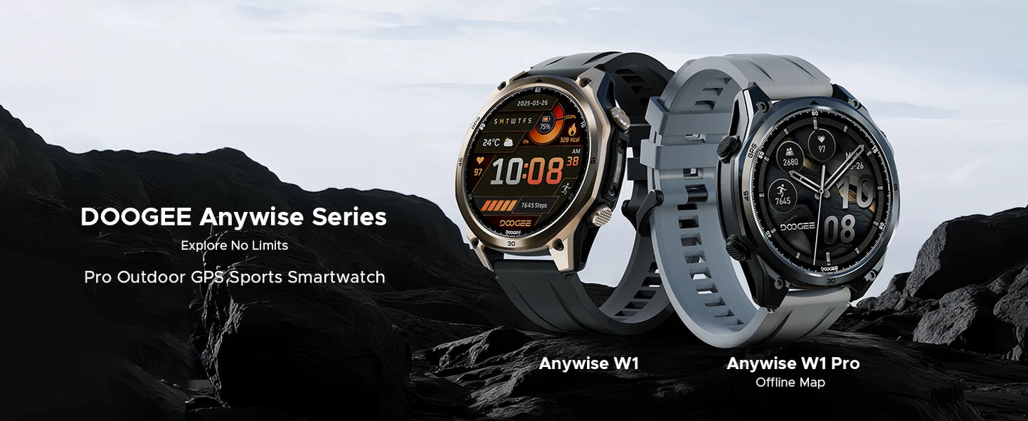DOOGEE ANYWISE W1 PRO Smartwatch 5ATM - Kapazität 350 mAh, Display 1,4