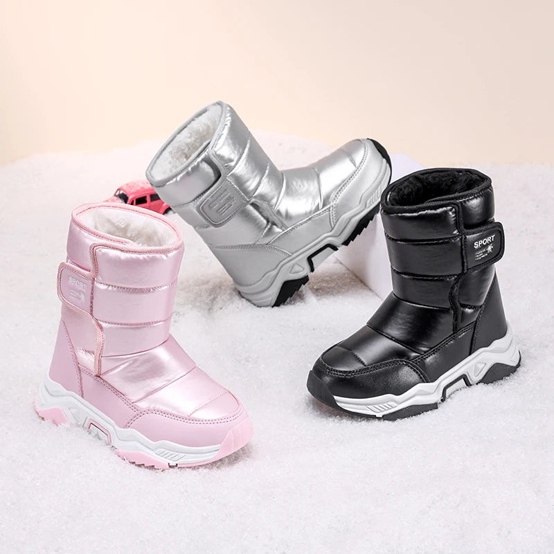 Neue Kinder Schnee Stiefel Winter High-top Warme Baumwolle Schuhe für Kinder Jungen Mädchen Warme Plüsch Futter Stiefeletten anti-skid Wasserdicht