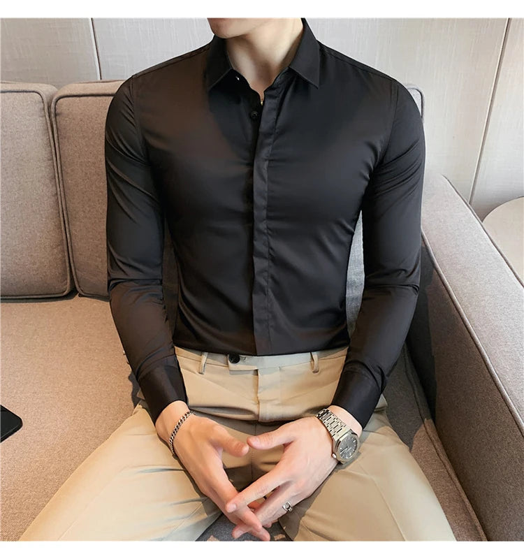 8Farben SlimFit Langarmhemd - Gr. M-L, Feiner Stoff