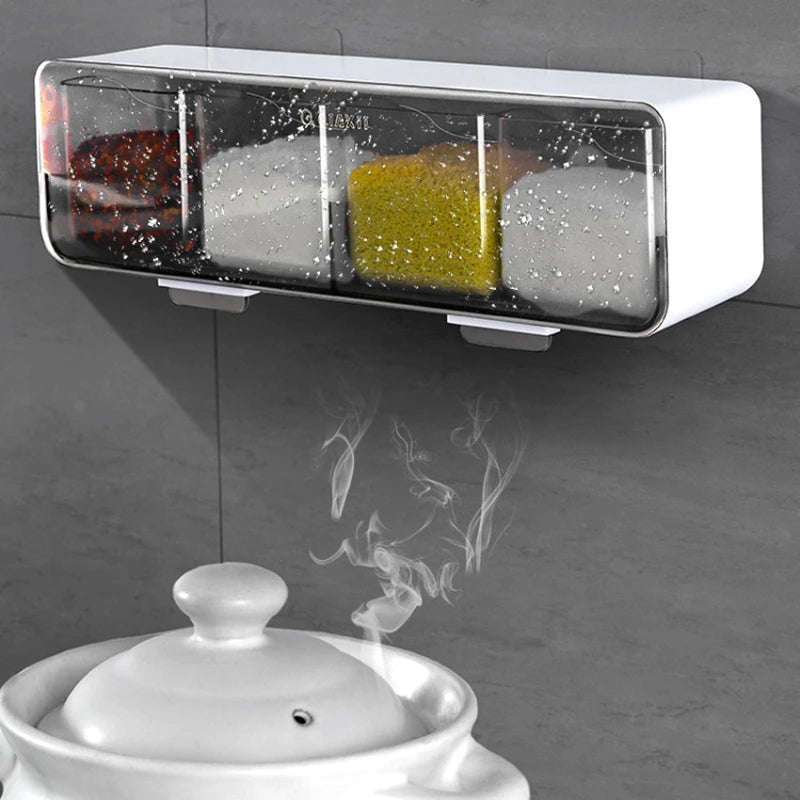 Kitchen Wall-mounted Seasoning Box Salt Pepper Spice Rack Jar Sugar Bowl for Kitchen Gadget Device Sets Spice Box Organizer Tool