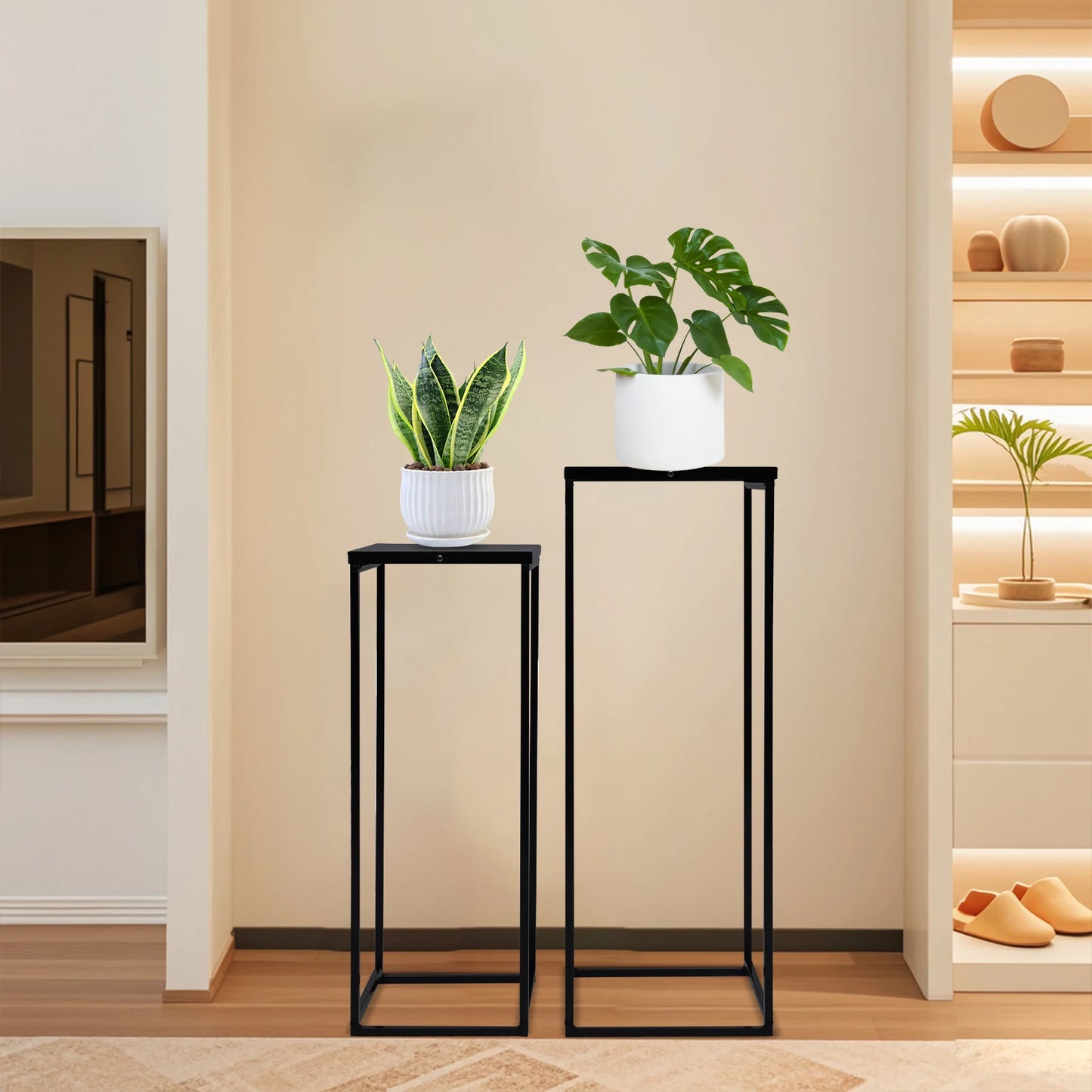 Bymaocar Pflanzenständer-Set 70/60 cm Metall Tragfähigkeit 4-5 kg