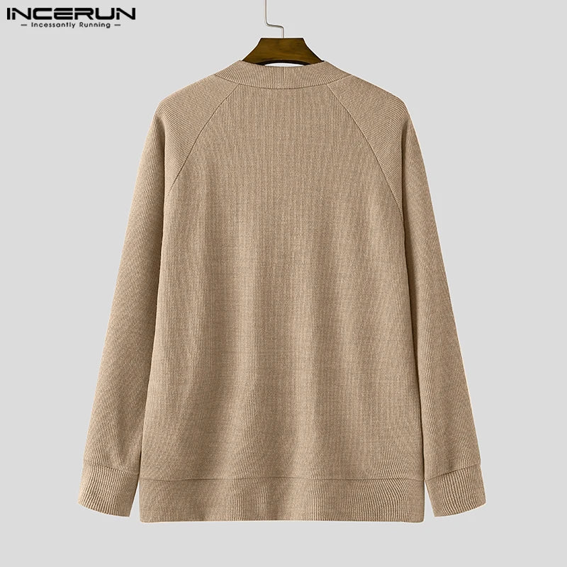 INCERUN Männer Strickjacke V-Ausschnitt - S-5XL Polyester
