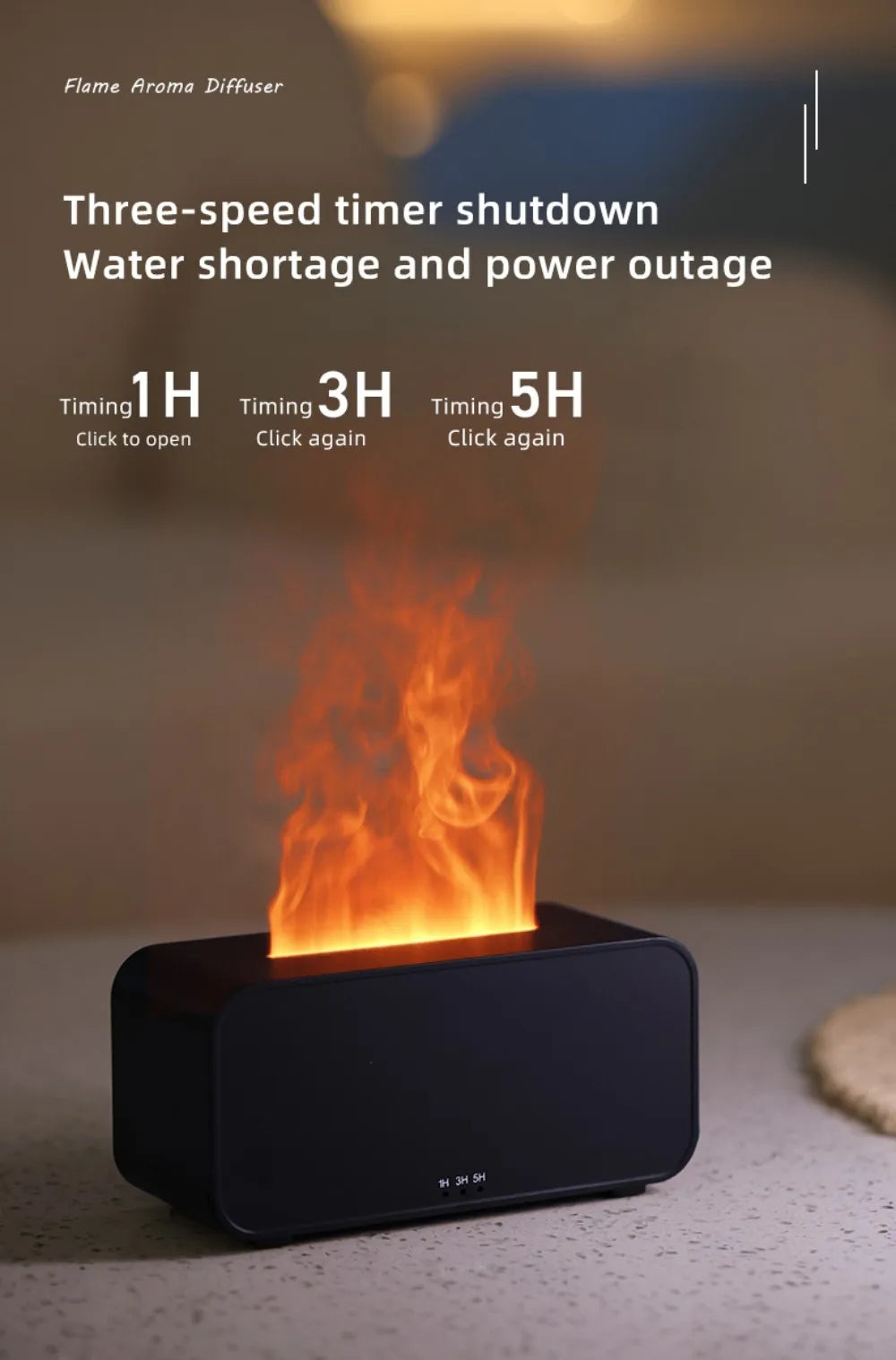 Humidifier Flame Aromatherapy Diffuser Can Add Essential Oils 7 Colours Flame Diffuser Timing Protection USB Desktop Humidifier