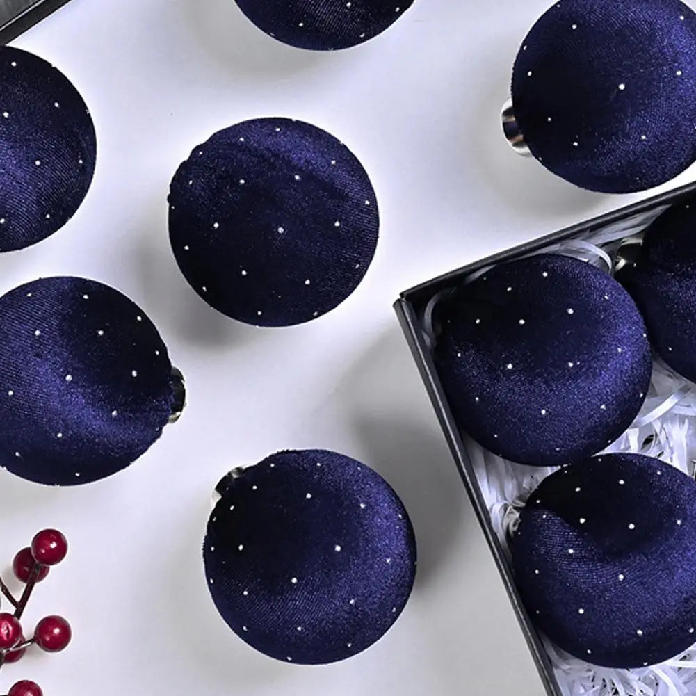 9Pcs Velvet Balls Flocked Grün - Durchmesser 80 mm, 9 Stück, Bruchsicher