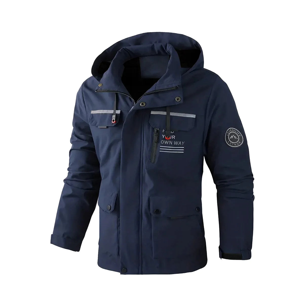 Fujian Hoodie Mehrtaschen - Polyester, Übergröße, leicht