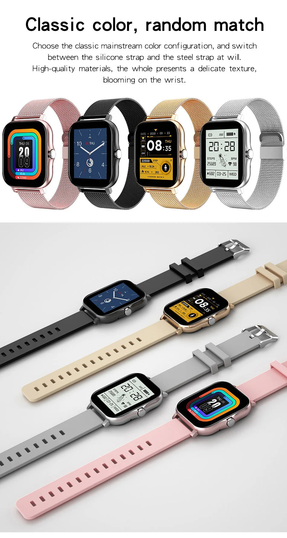 SmartWatch Pro Bluetooth Anruf - 1.44 Zoll SpO2 Blutdruck