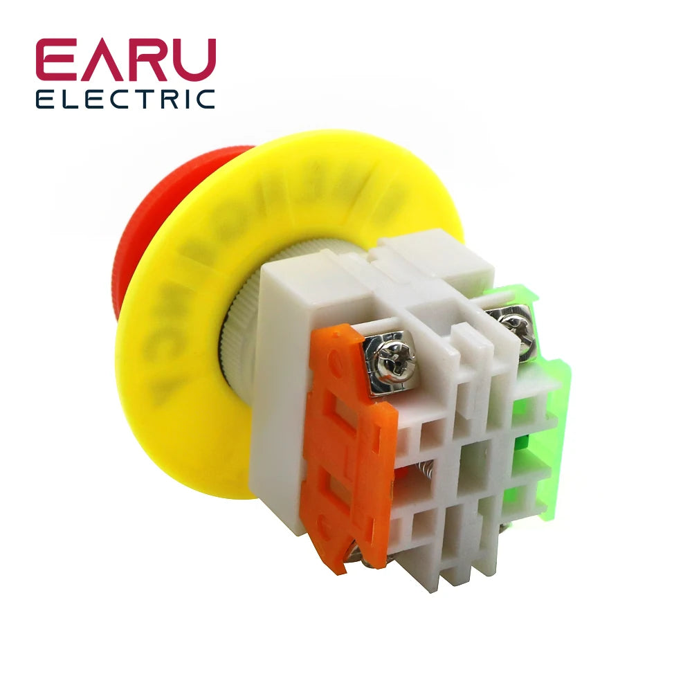 Red Mushroom Cap 1NO 1NC DPST Emergency Stop Push Button Switch AC 660V 10A Switch Equipment Lift Elevator Latching Self Lock