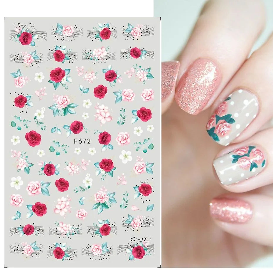 New Spring Fresh Flowers Butterfly 3D Nail Stickers Colorful Laser Butterflies Geometric Pattern Stickers Nail Decoration 1PCS