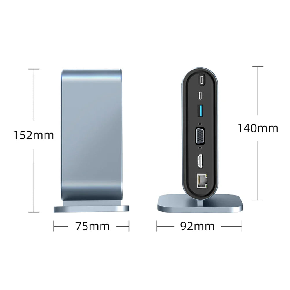 USB C docking station with hdmi 4k, power delivery charging, ethernet port, vga, sd card reader