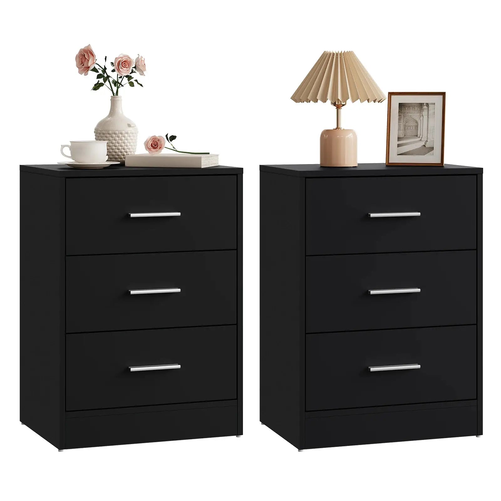 WOLTU 2 Teile/satz Nachttisch Nachttisch 39x54x28cm Beistelltisch mit 3 Schubladen Moderner Aufbewahrungsschrank für Schlafzimmer Wohnzimmer by Golden Bridge Store
