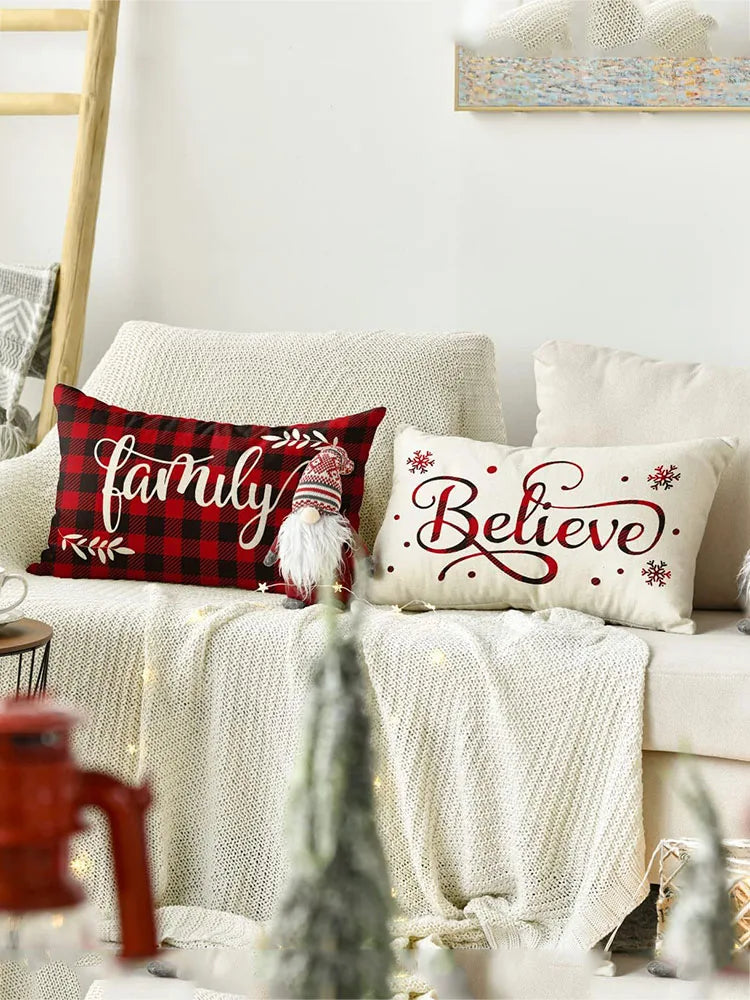 Merry Christmas Decorative Pillow Cover 30x50cm Linen Throw Pillowcase Christmas Cushion Cover Pillowslip For Sofa Home Decor