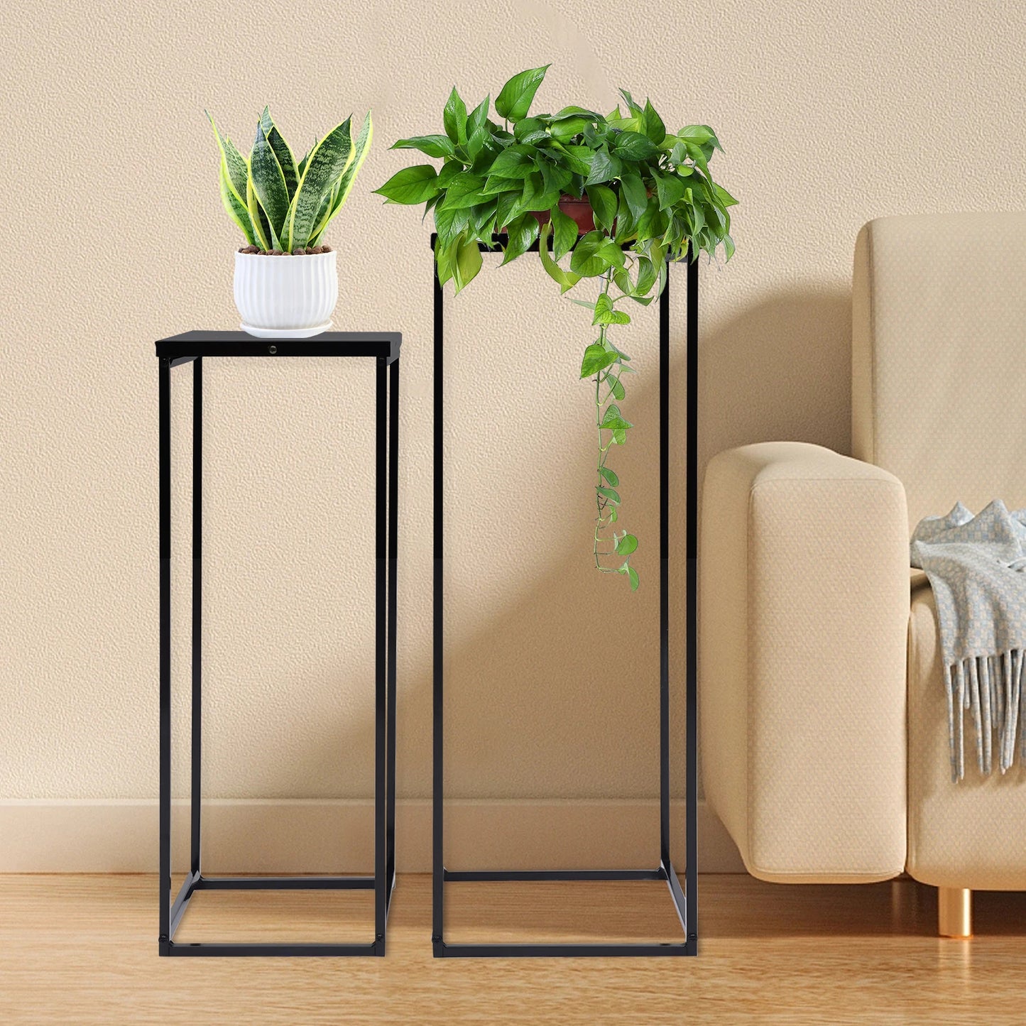 Bymaocar Pflanzenständer-Set 70/60 cm Metall Tragfähigkeit 4-5 kg