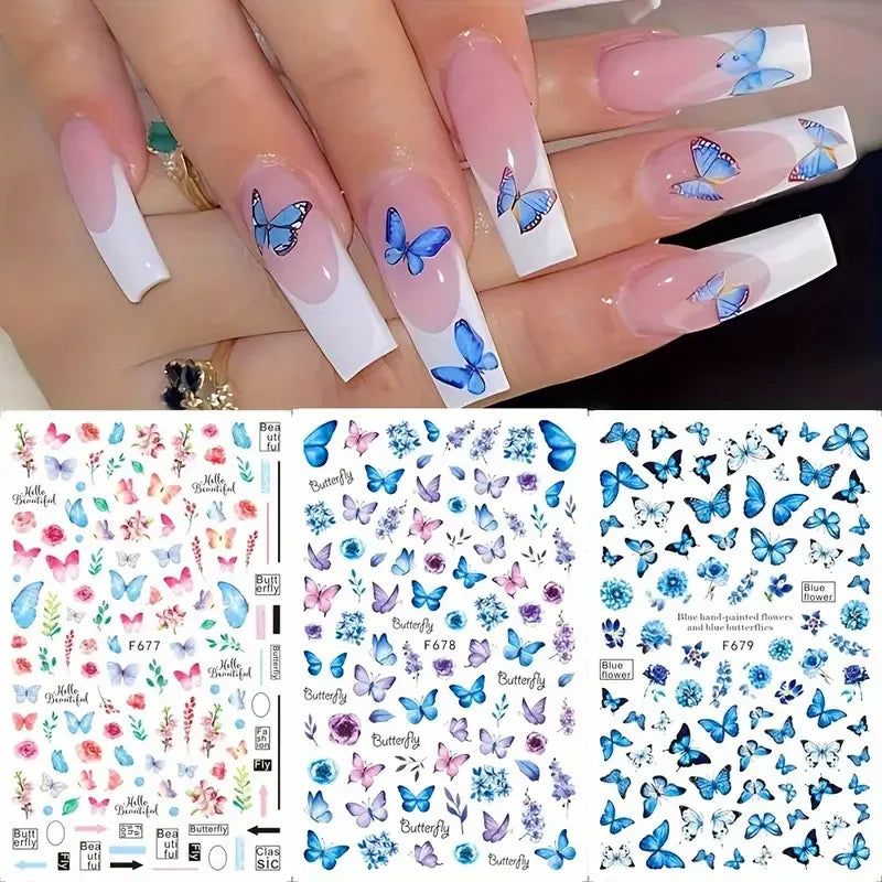 NailArt Schmetterling Sticker Selbstklebend - 6 Stück 3D