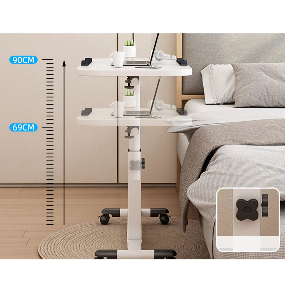 Reglable Über-Bett-Tisch mit verstellbarer Höhe, kippender Oberfläche, Rädern, rollendem Stehendem Laptop-Desk