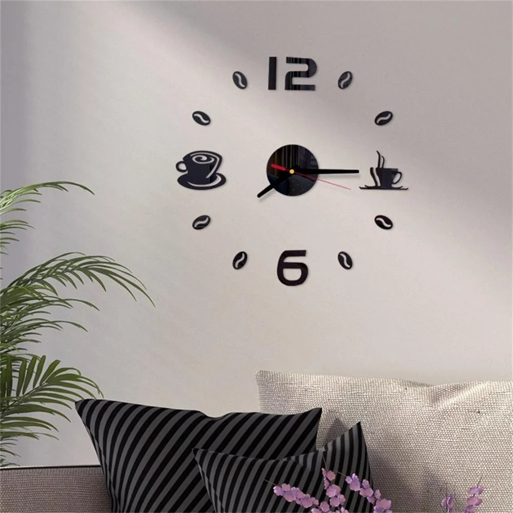 Digital Wall Clock Sticker Modern Design DIY Kitchen  Living Room Home Decor Diy Quartz Needle