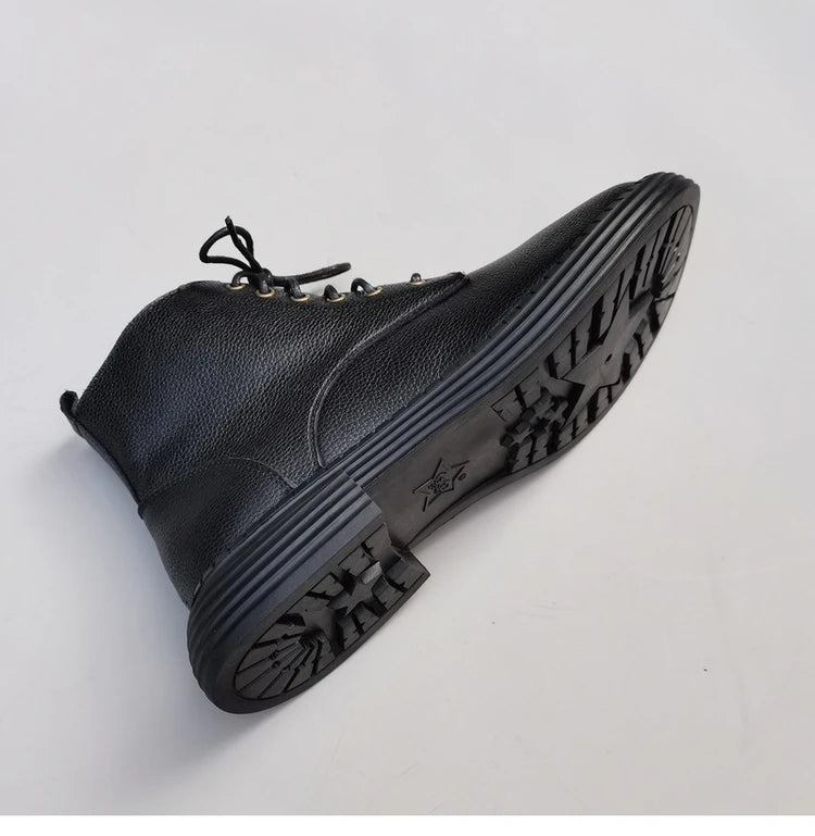 Ghete la gleznă Careaymade, piele naturală, variantă lată - mărime mare, înălțime toc 3-5 cm, căptușeală din lână