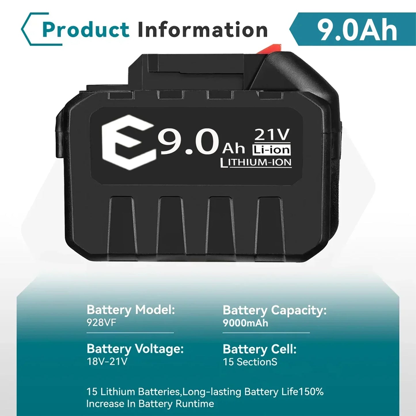 Makita 21V 6000mAh 5S2P Li-ion Battery for Power Tools Drills High Capacity Fast Charge Rechargeable with Protection Circuit