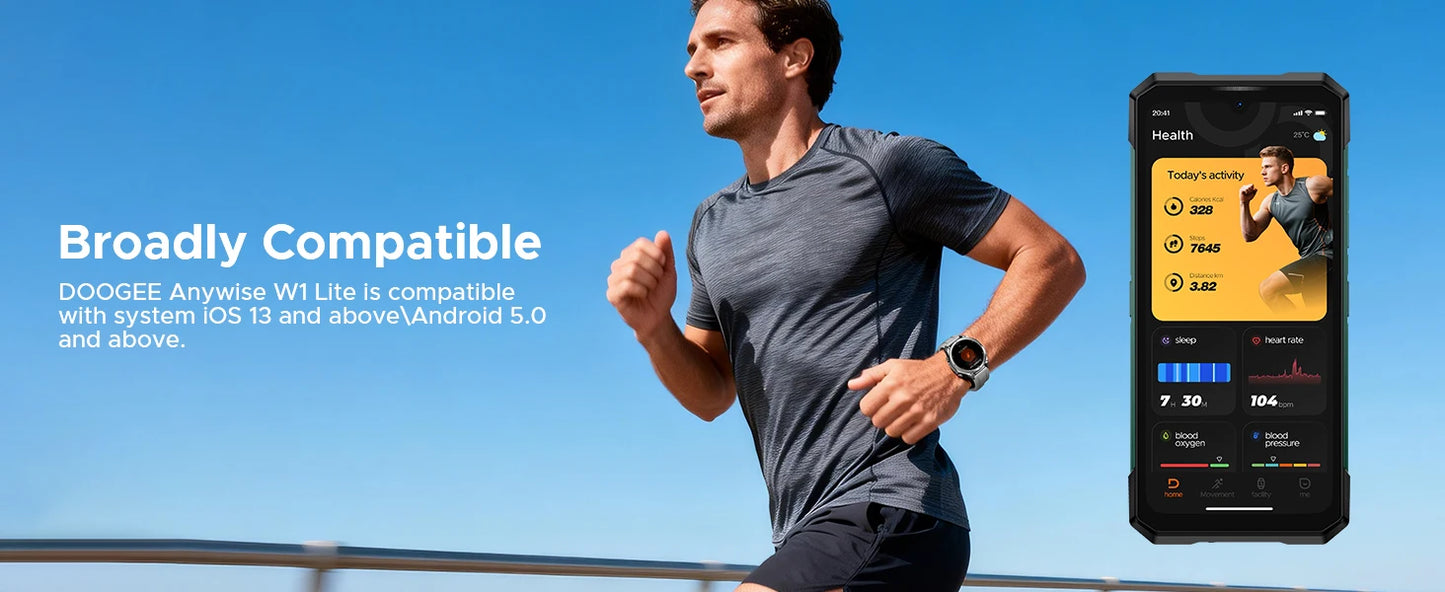 DOOGEE ANYWISE W1 LITE - Akku 8-12 Tage, 5ATM, 1,43Zoll