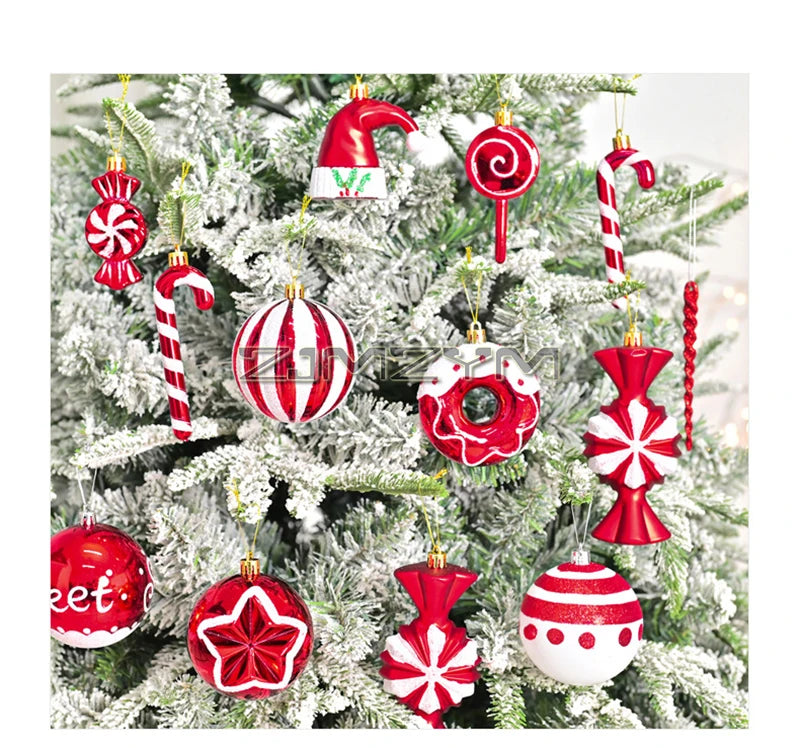 LA9682 Weihnachtsbaumschmuck - Bruchfest, 78 Stück, Rot Weiß