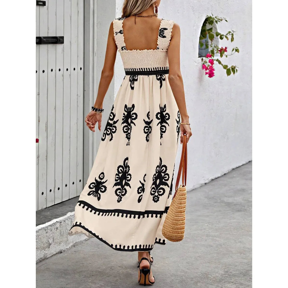 Girls floral long dress beach summer street style dress