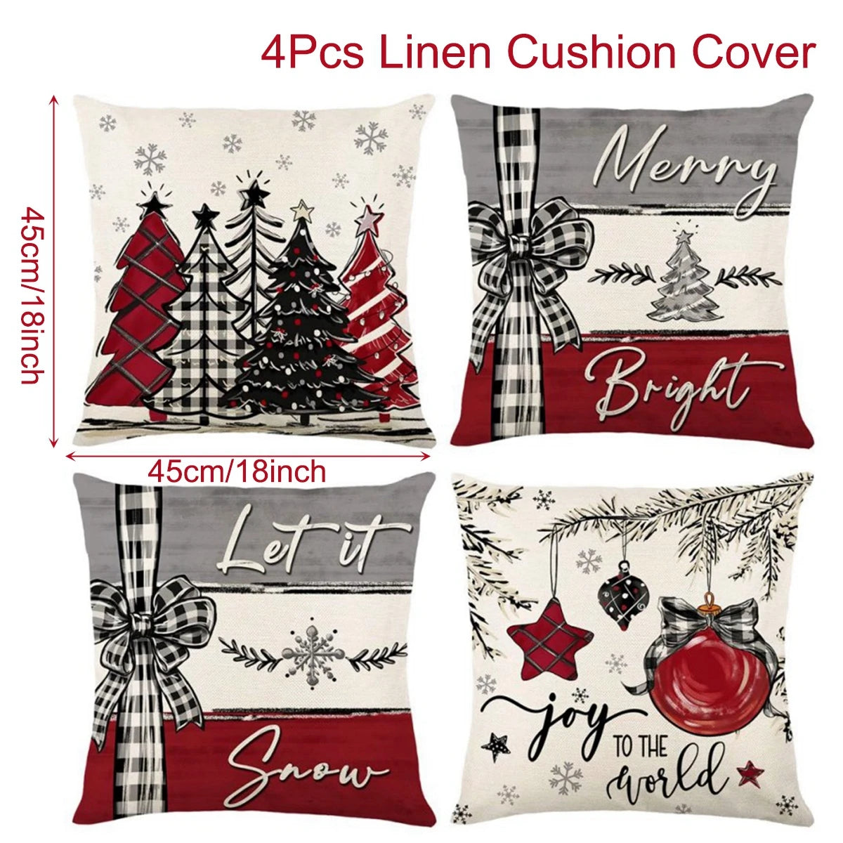 4pcs Christmas Cushion Cover Pillowcase Merry Christmas Decoration Linen Pillow Cases Home 2025 Xmas Gifts Pillow Covers 2026