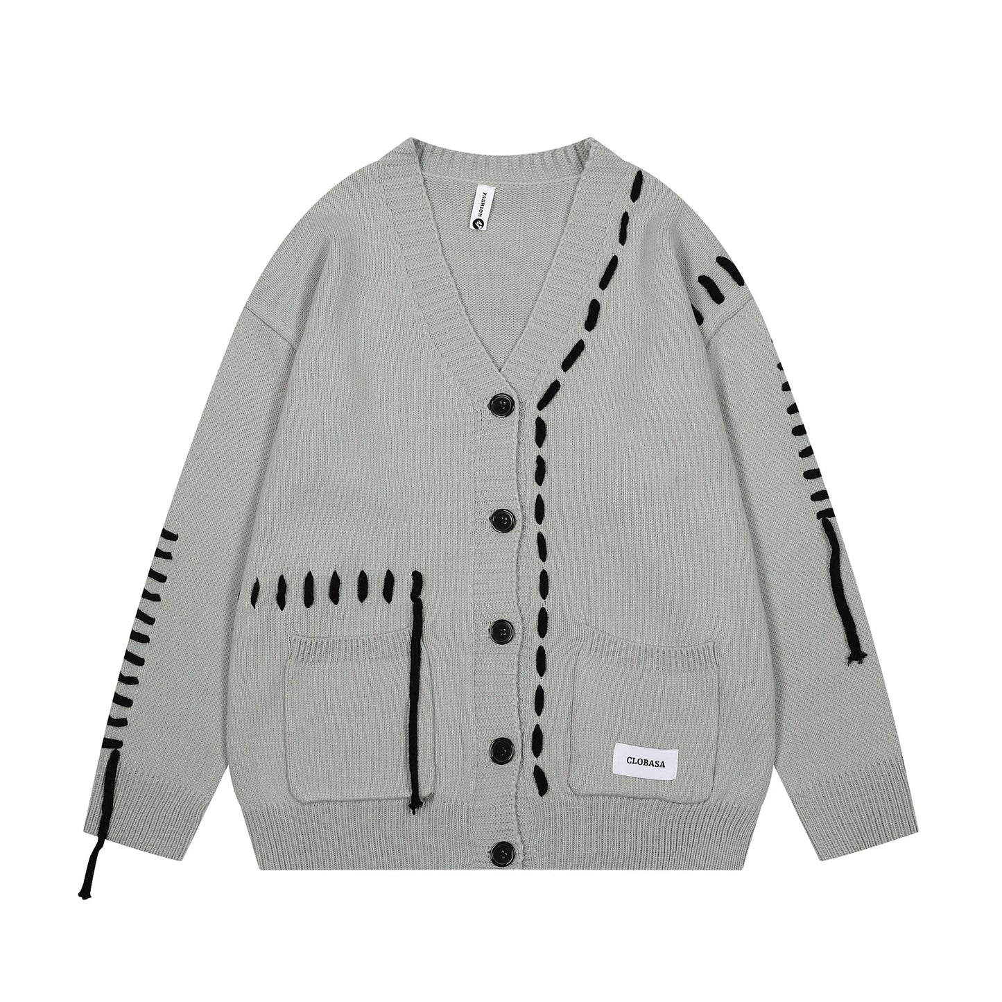 HANGJIACN Strickjacke Oversized Patchwork - Größe Oversized, Material Acryl, Patchwork Muster