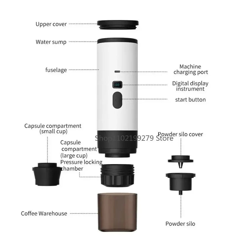 Kaffeemaschine 2025: INSIS FEMME Portable Electric Coffee Maker 3-in-1 - Capsule Coffee Grinder Travel Cordless Heating Car Home Camping Collection