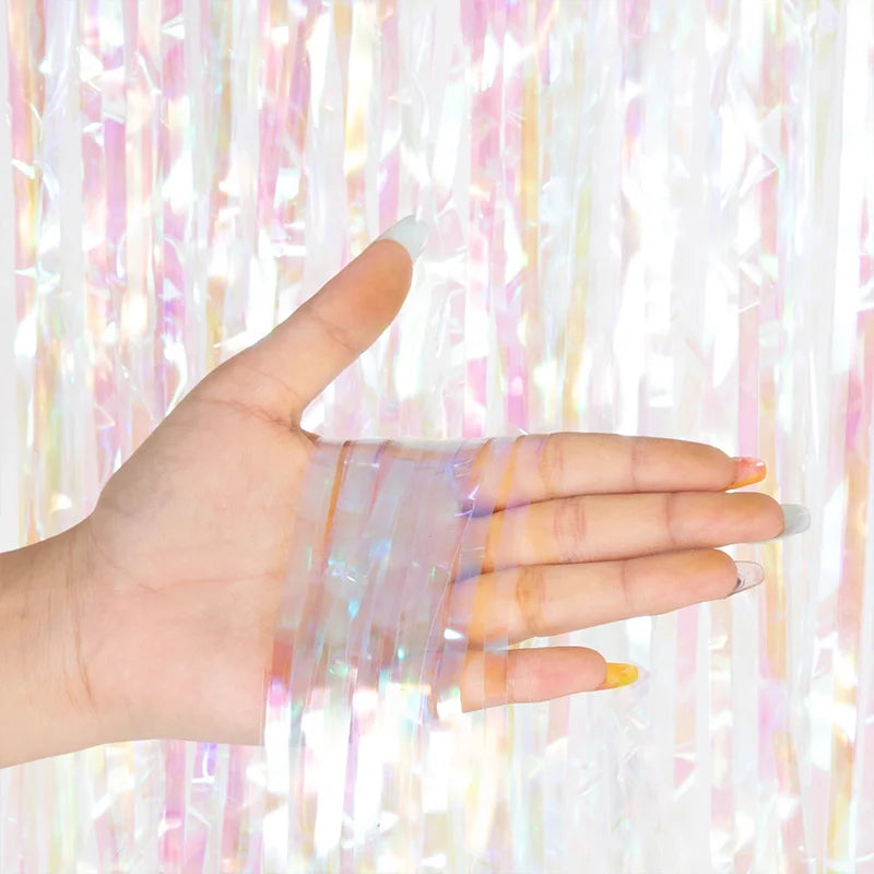 PartyPro Lametta Vorhang Glitzer - 1x2 m, Folie, leicht