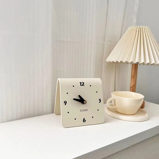 Cream Desktop Living Room Home Clock Modern Creative Desktop Clock Silent Ornament