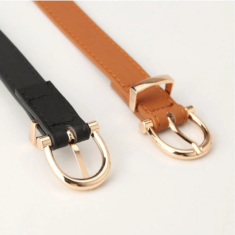 Leather Women Belts New PU Simple Metal Buckle Belt Girls Dress Jean Pants Waistband Belts for Lady Luxury Designer Brand 2023