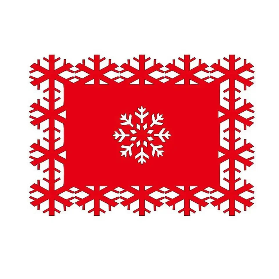 5-20PCS Christmas Snowflake Placemats and Table Runner Heat Resistant Dining Room Table Mats Holiday Party Tableware Decorations