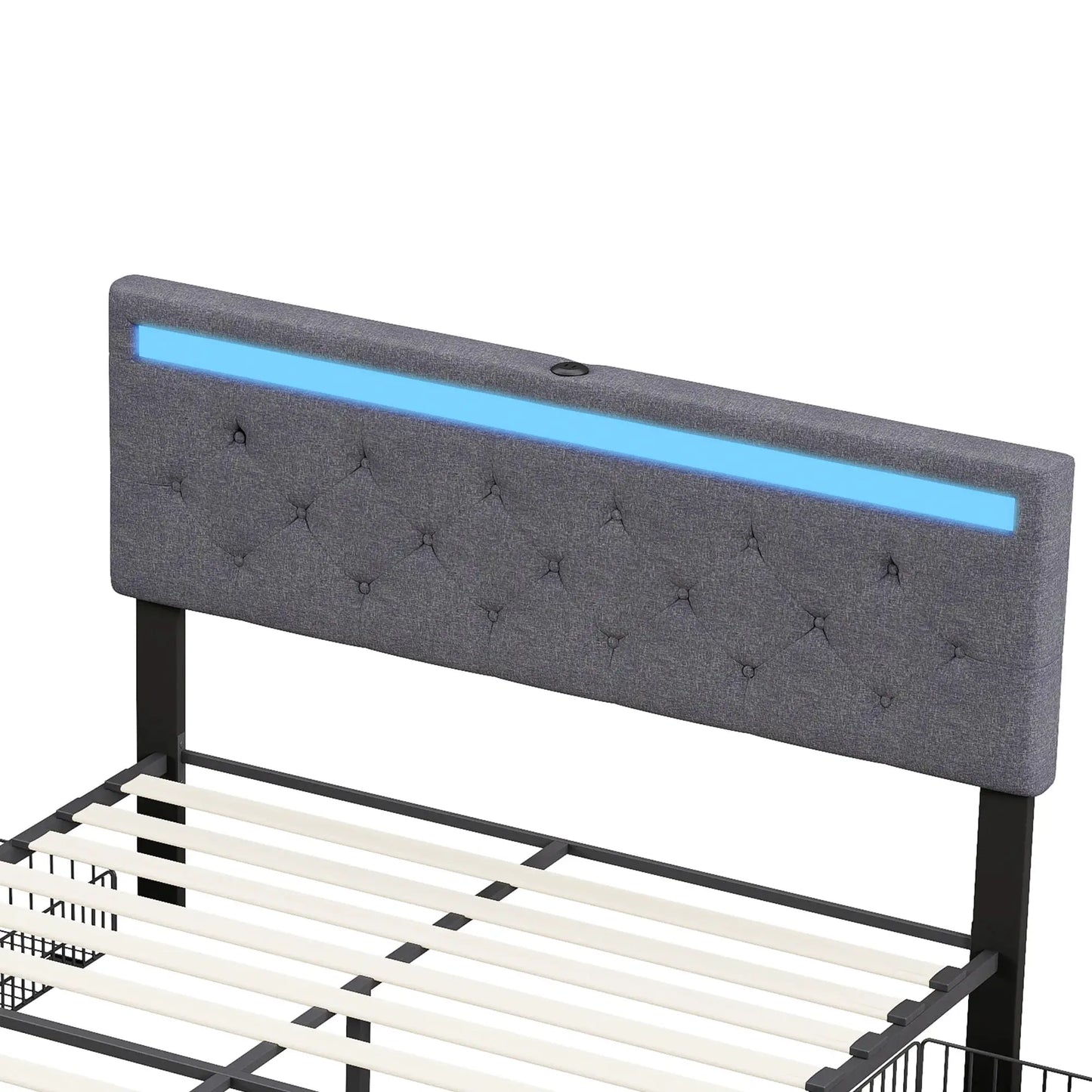 Polsterbett Mit Stauraum Lichtleiste USB Ladefunktion 4 Schubladen
