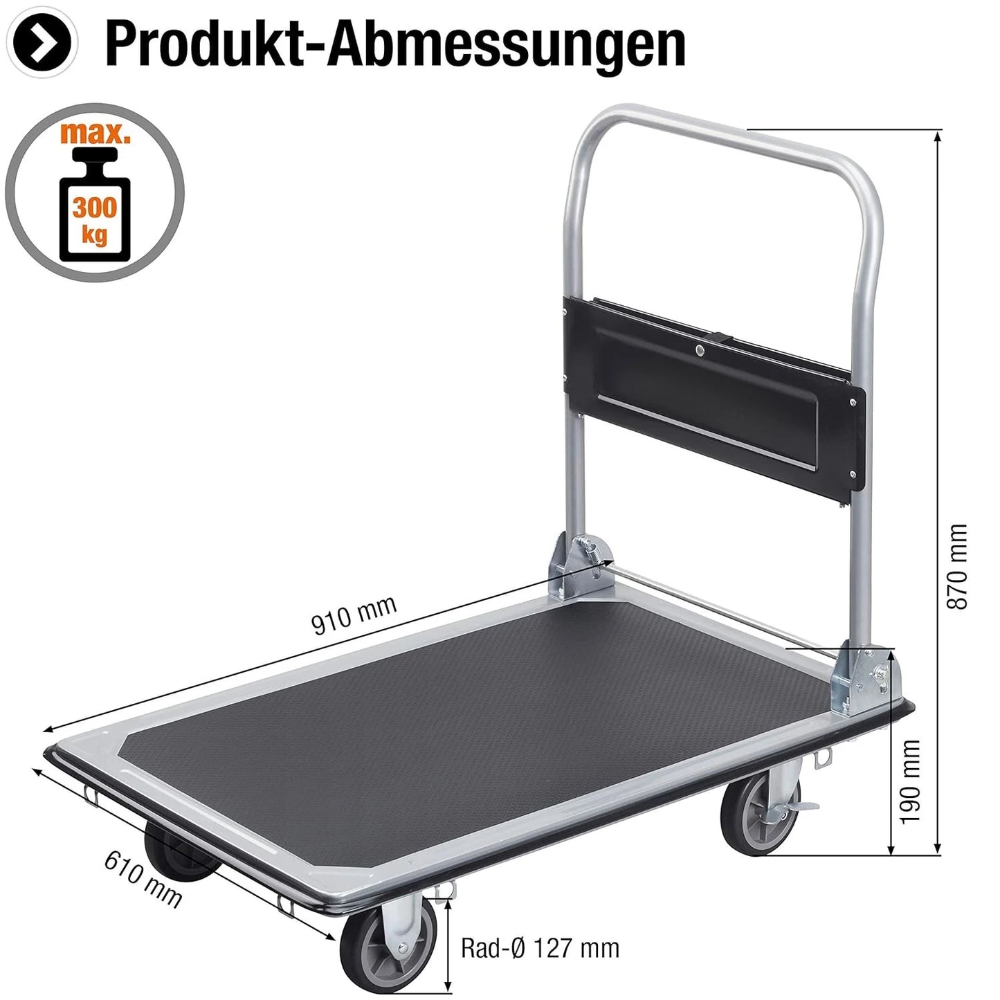 NONEM Plattformwagen Klappbar - Tragkraft 300 Kg, Maße 85x50 by Golden Bridge Store