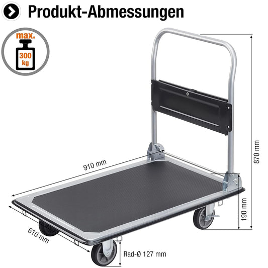 NONEM Plattformwagen Klappbar - Tragkraft 300 Kg, Maße 85x50 by Golden Bridge Store