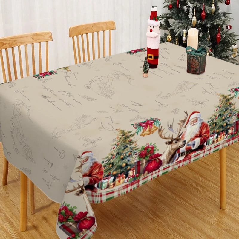 FENGRISE Weihnachtstischdecke Santa Motiv - Größe 140x180 cm Polyester